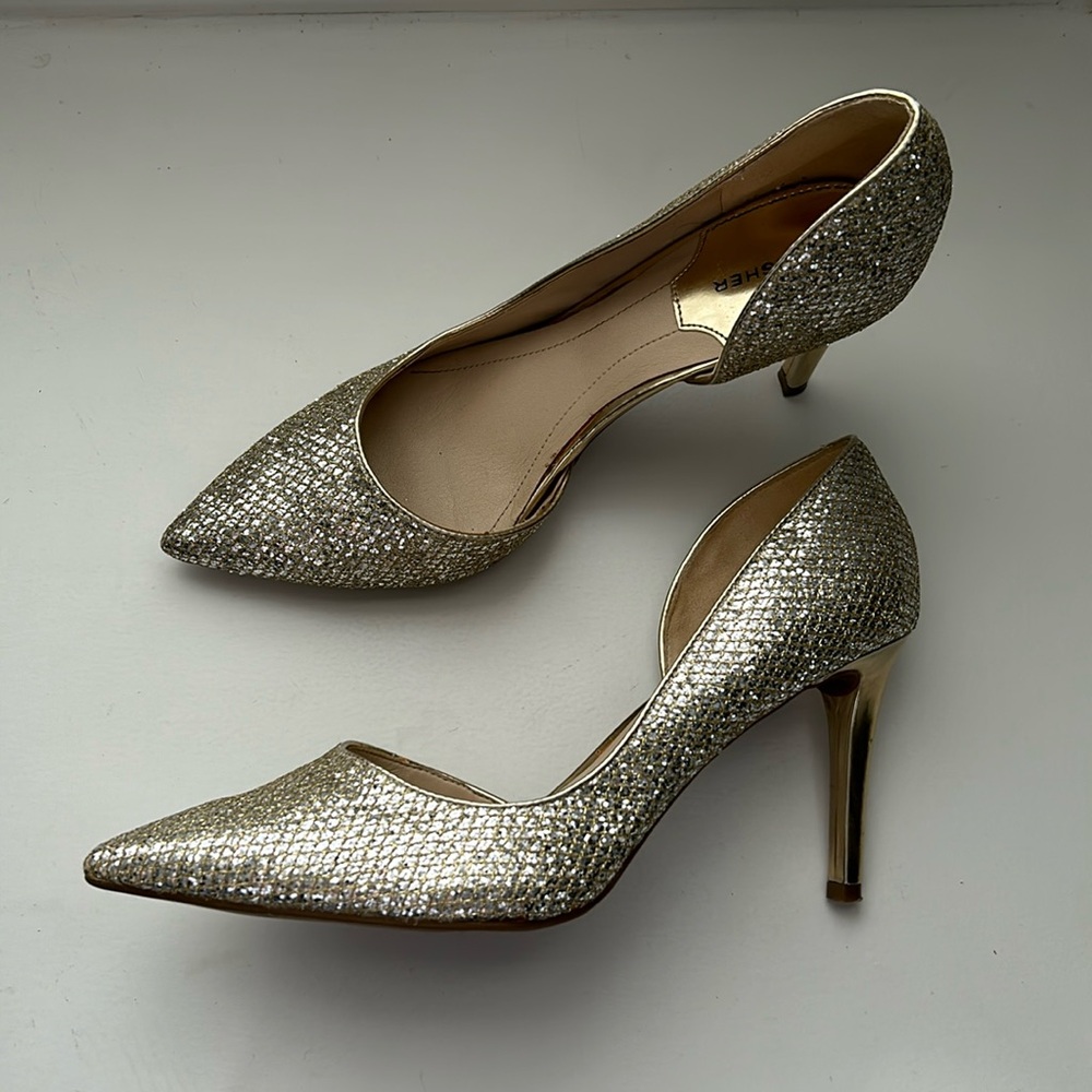 Marc Fisher Milee Silver & Gold Pointed Toe Pumps